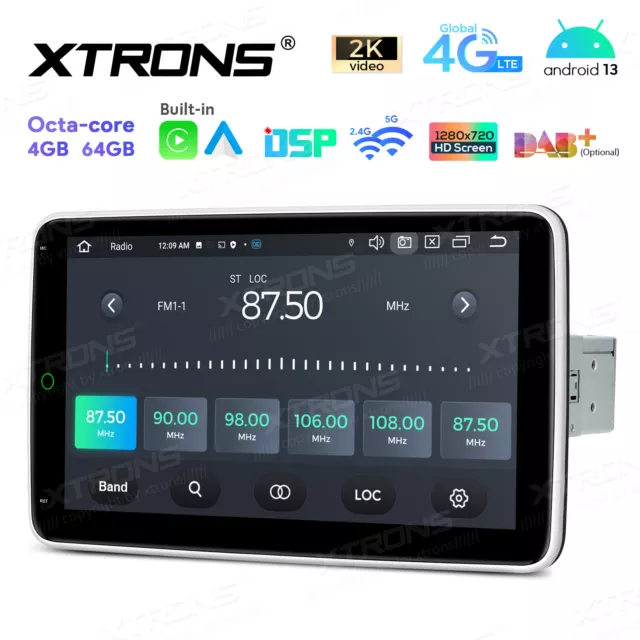 Single 1 DIN 10.1" Android 13 Car GPS Radio Stereo Octa Core 4+64GB Car Play 4G