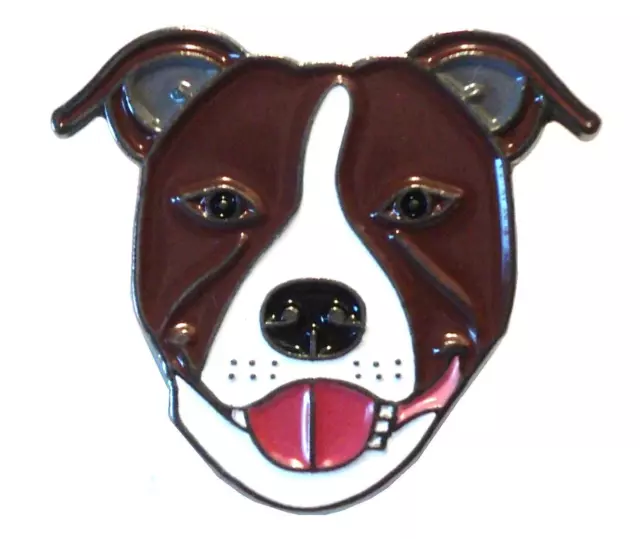 Dark Brown Staffordshire Bull Terrier Dog Metal Enamel Staffie Pin Badge 20mm