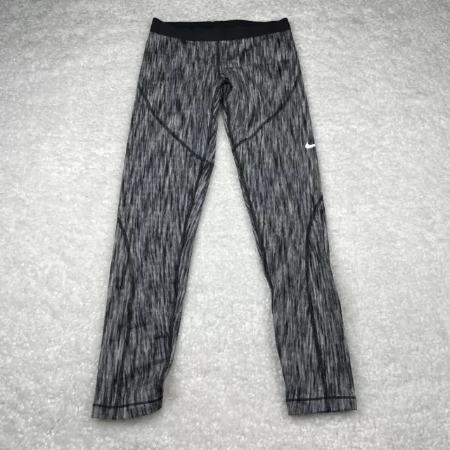 Nike Pro Leggings Womens Medium Gray Heather Active Pants Yoga Hyper Warm