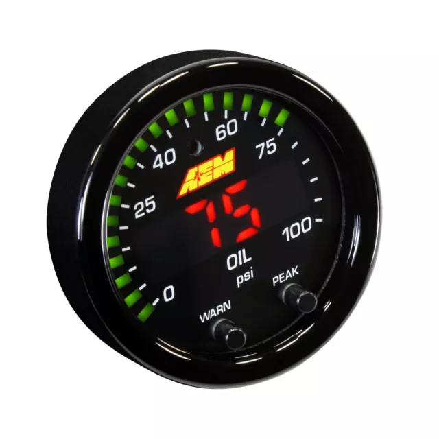 AEM Electronics 52mm X Series Oil / Fuel Pressure Digital LED Gauge - Black