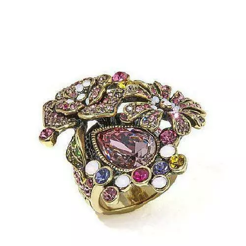 Heidi Daus "The Queens Garden" Crystal Ring Gorgeous Size 6 $120 Ret New W/Tag