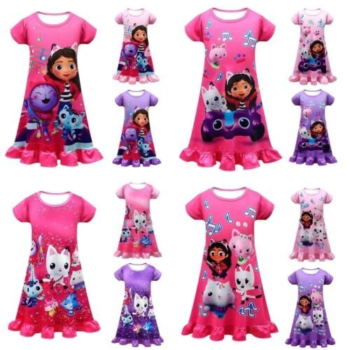 Girls Gabby's Dollhouse Sleeping Dress Nightdress Loungewear Pyjamas Pj's Set UK