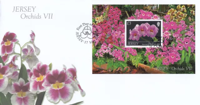 (13375) Orchids VII minisheet GB Jersey FDC 2011