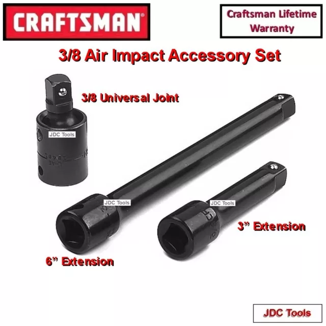 CRAFTSMAN TOOLS 3 pc Impact Set 3/8" Drive Universal w 2 Extension Bars