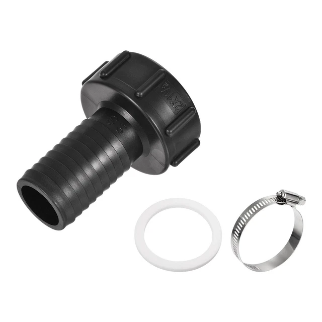 IBC Serbatoio Tubo Flessibile Adattatore 60mm Grosso Filettatura a 40mm Nero