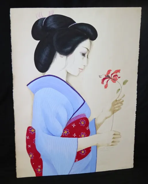 '70s Hawaii Print 47/300 Painting "Girl in Kimono" by MDH Margaret Keane (JPa
