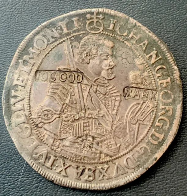 1631 German States Saxony Thaler w/100,000 Mark Counter Stamp