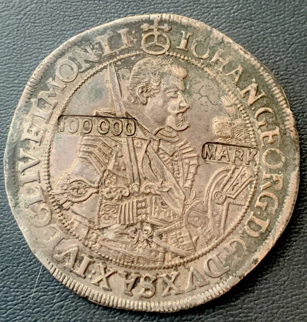 1631 German States Saxony Thaler w/100,000 Mark Counter Stamp