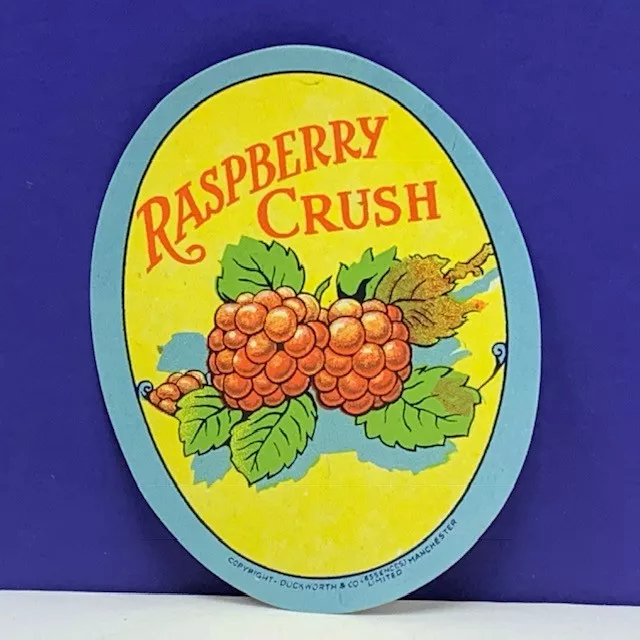Vintage label soda ephemera advertising manchester duckworth raspberry crush mcm