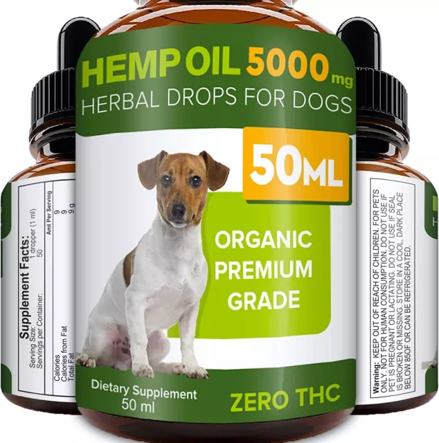Cáñamo Aceite para Perros - 50ml-5000 MG Hecho en Ru Puro Premium Apto -