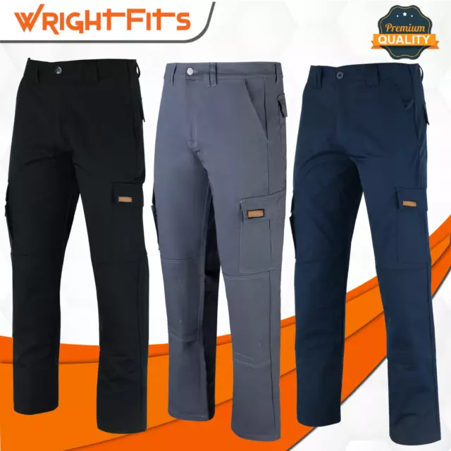 Cargo Mens Work Trousers Heavy Duty With Knee Pad Pockets Black, Grey, Navy Blue