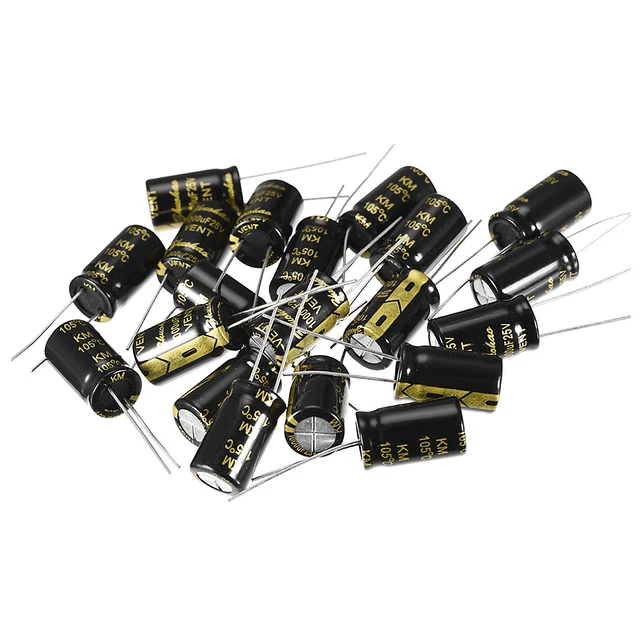 Radial Condensateur électrolytique 1000uF 25V 105°C Vie 2000H 10x17mm Noir 20pc