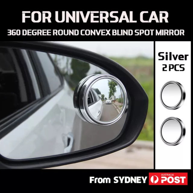 2x Blind Spot Car Mirror 360° Wide Angle Adjustable Rear Side View Convex Silver