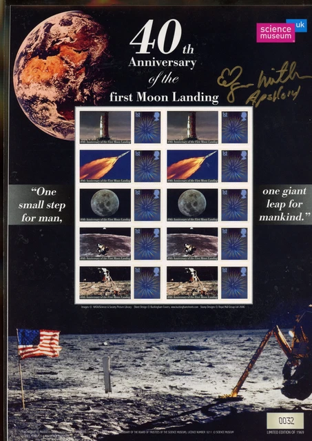 40th Anniversary First Moon Landing Smilers sheet signed  Edgar Mitchell