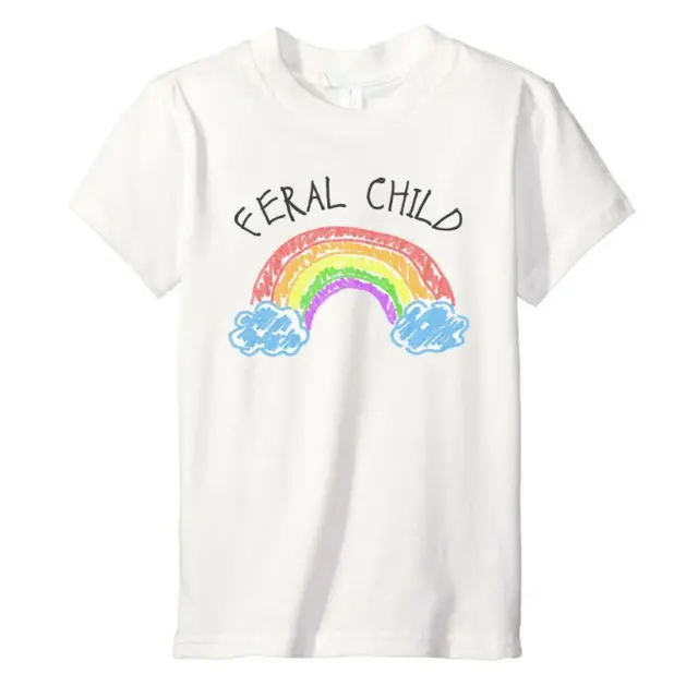 Feral Child - Rainbow Childrens Toddler Kids T-Shirt - 2-11 Years Funny Tee