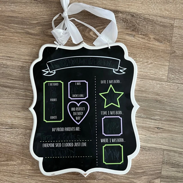 Baby Announcement Milestone Chalk Board Size Date Time
