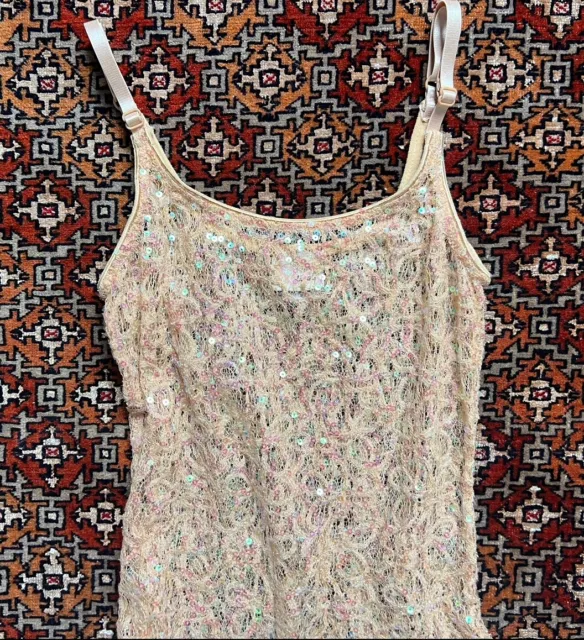 Lace Sequin Cami Top Iridescent Size S