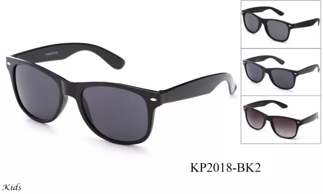 Kids Sunglasses Retro Black Frame Boys Girls UV 100% Lead Free FDA Approved