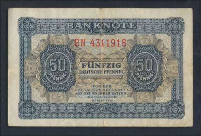 Banknoten DDR 1948 Rosenbg: 339e KN 7stellig, davor zwei Buchstaben gebrau (9810