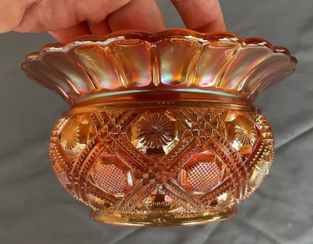 Carnival Glass ~ Brockwitz Tartan Marigold Spittoon ~ Stunning ~