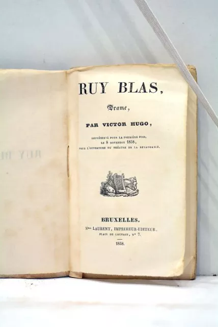 Livre Ancien Victor Hugo Ruy Blas Theatre De La Renaissance Litterature 1838