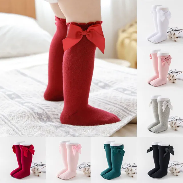 Girl Boys Children Socks Cotton Infant Pantyhose Knee High Bows Baby Socks