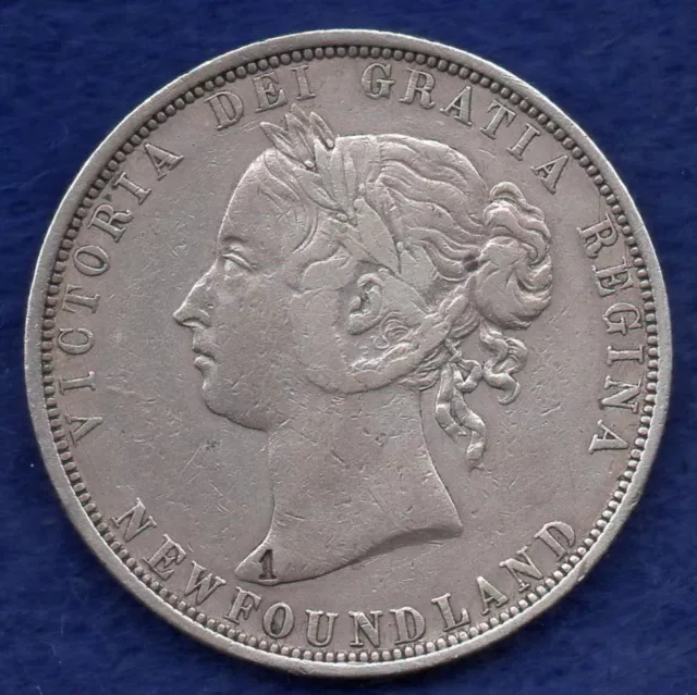 Canada Newfoundland 1882H 50 Cents, '1' Countermark, Scarce (Ref. f0055)