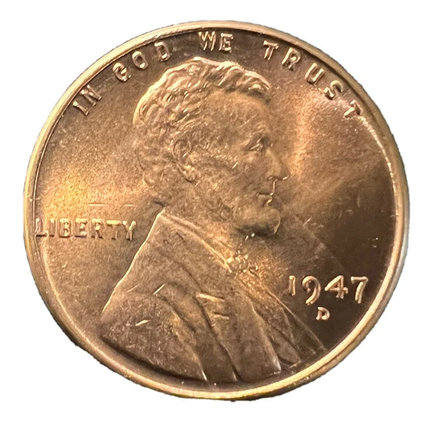 1947-D Lincoln Wheat Cent Gem Red Bu Uncirculated Penny Free Shipping 1892