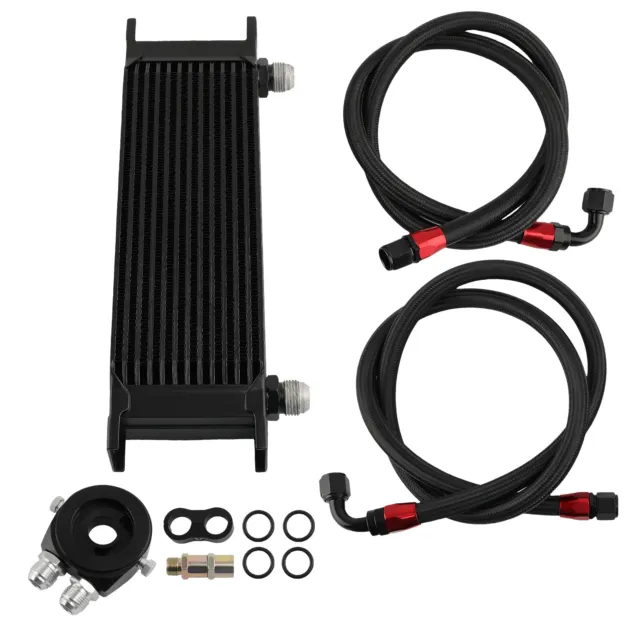 Universal 13 Row AN10 Engine Transmission Oil Cooler Filter / Adapter Hose Kit