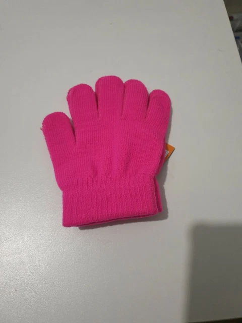 KIDS Magic Gloves Pair Winter Warm Girls Boys Stretch Soft Children Unisex PINK