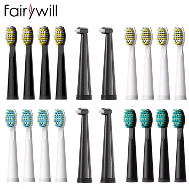 Sonic Electric Toothbrush Fairywill Replacement Heads x4 Soft & Hard Brush Heads