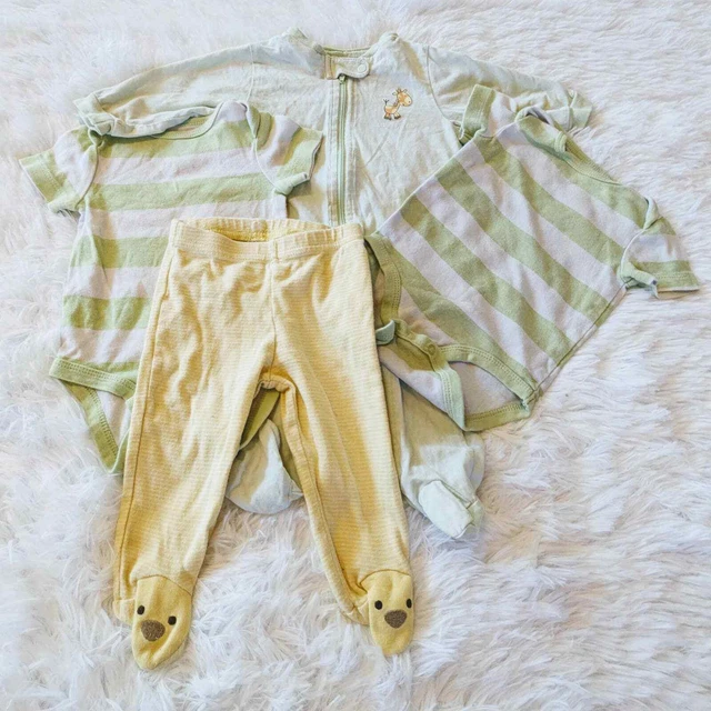 0-3M Pastel Easter Baby Infant Outfit Clothing Bundle Lot Green Yellow