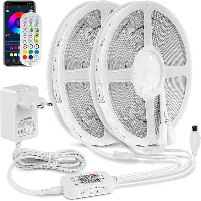 BANDE LED 15 M Bluetooth RGB Smart avec Télécommande Contrôle App Et ...