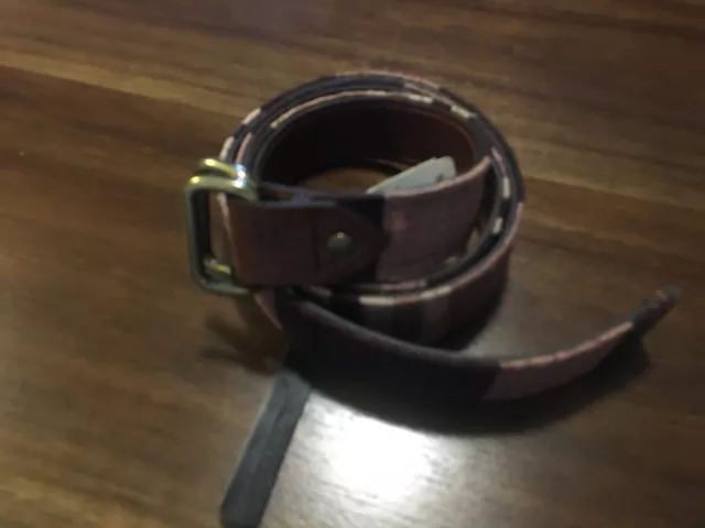 Capoto & Co  Reversible Brown Leather&Canvas Belt ( S- 28"-30")