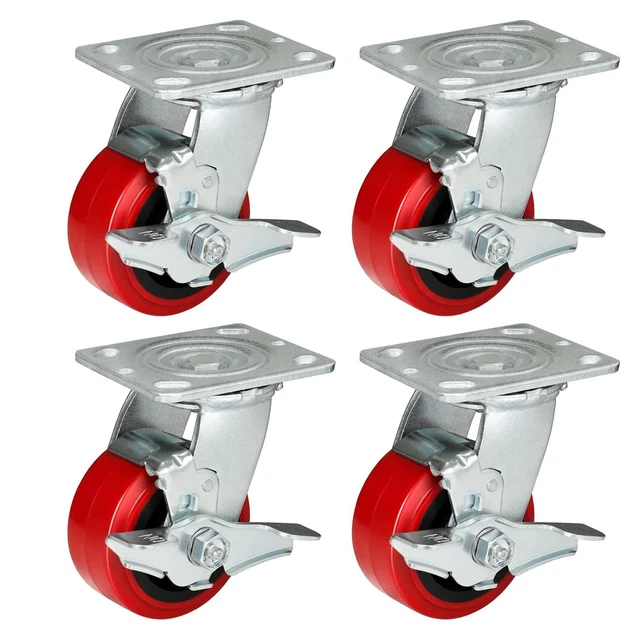 4 Inch Polyurethane Tread Caster Wheels   Heavy Duty,Capacity 600-2400LB