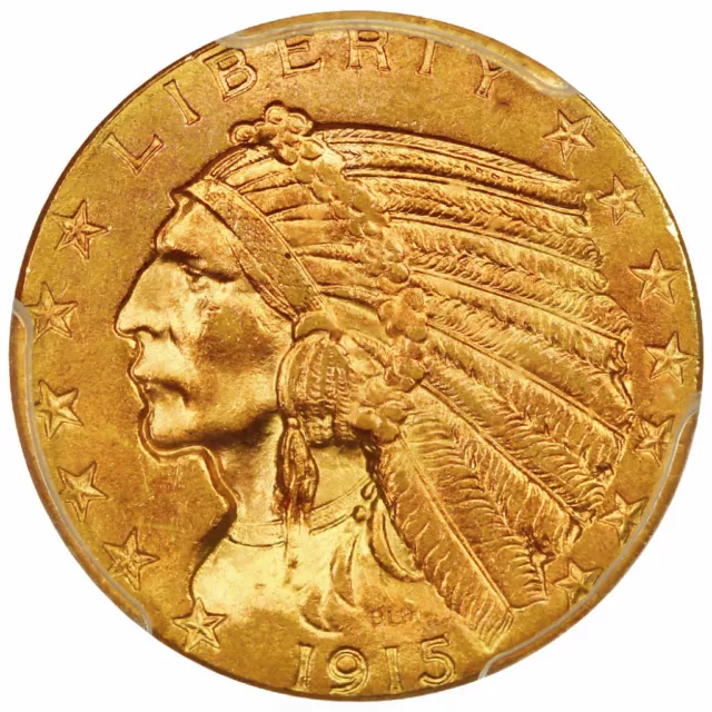 1915 $5 Gold Indian Head PCGS MS63 Gold Half Eagle 036678