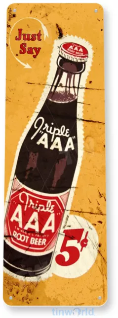 TIN SIGN Tripple AAA Root Beer Soda Cola Rustic Retro Kitchen Sign Decor B531