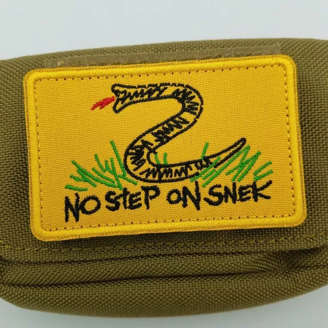 No Step On Snek Us Army Tactical Hook Loop Patch Embroidered Badge Yellow