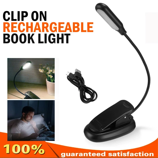 LED Reading Book Light with Flexible Clip USB Rechargeable Lamps for Reader Work