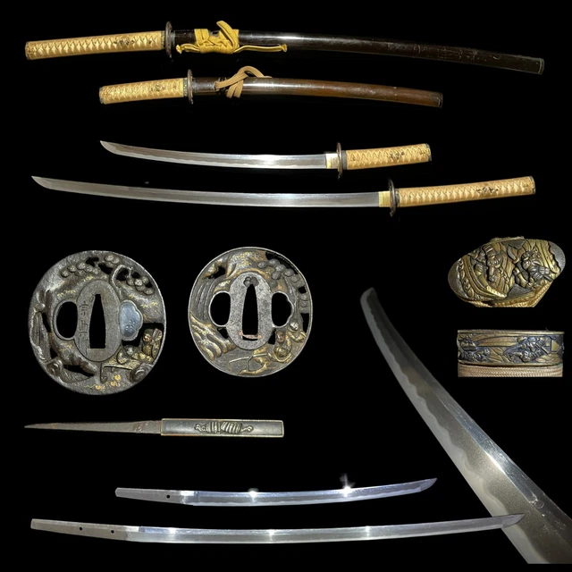 DAISHO Katana and Wakizashi, Edo Period mumei, 703mm (27.68in) /440mm (17.32in)