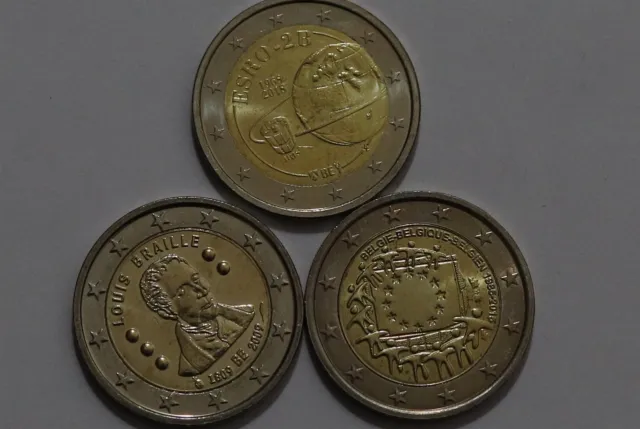 🧭 🇧🇪 Belgium - 2 Euro - 3 Commemorative Coins B58 #119