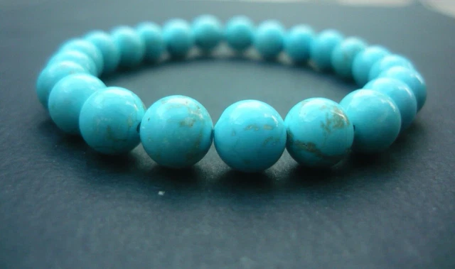 Bracelet Perles Howlite Turquoise Fait Main - Pierre Naturelle, Taille Sur Mesure, Neuf