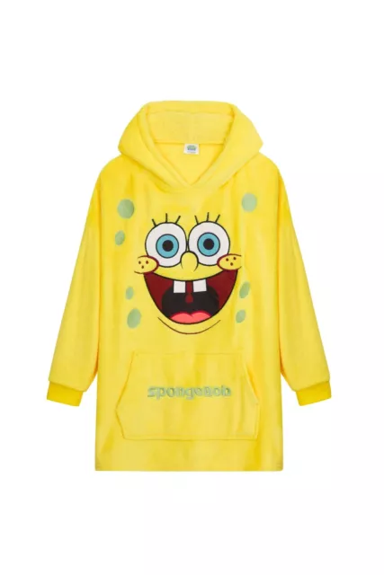 Spongebob Squarepants Kids Boys Oversize Poncho Pocket Long Sleeved Blanket