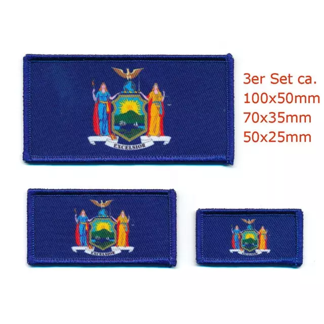 3 Bundesstaat New York Flaggen Patches Albany USA Aufnäher Aufbügler Set 1117