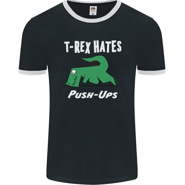 T-Rex Hates Push Ups Palestra Divertenti Dinosauri Ringer Uomo FotoL