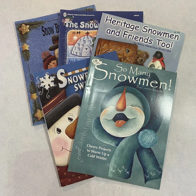 (5) Invierno muñeco de nieve vacaciones tole libros de patrones de pintura adornos de madera muñecos de nieve