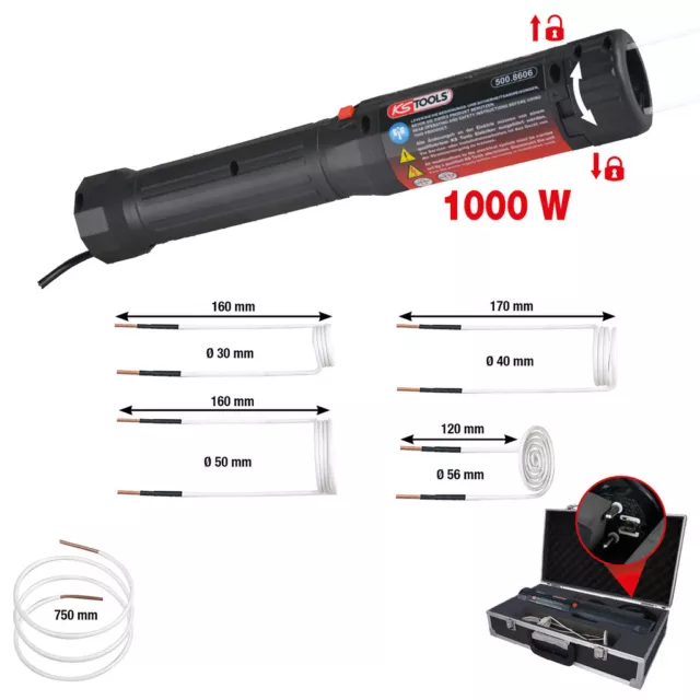 KS TOOLS Induktions-Heizpistolen-Satz mit Schnellverriegelung, 6-tlg , Induktion