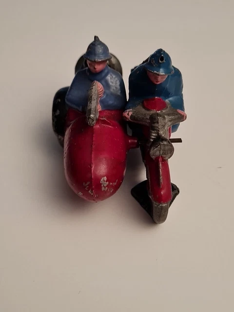 Moto Side-car Avec Soldat – Figurine Miniature En Plomb – Quiralu ? 7cm