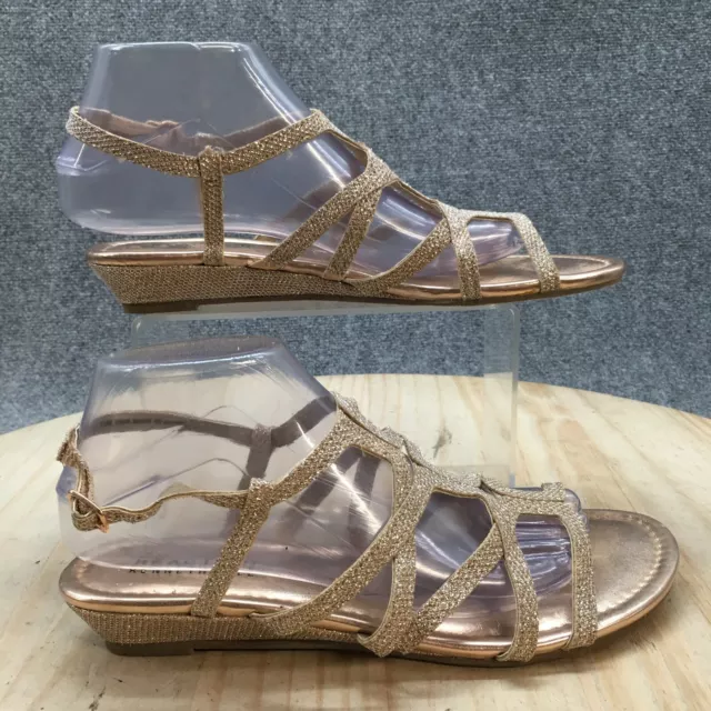 Reaction Kenneth Cole Sandals Womens 7.5 M Strappy Slingback Mettalic Gold Pink