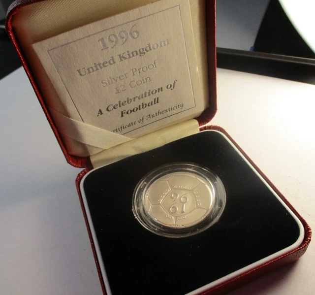 1996  Royal Mint 2 Pound  .925 Silver Proof Celebration of Football Coin w/ COA